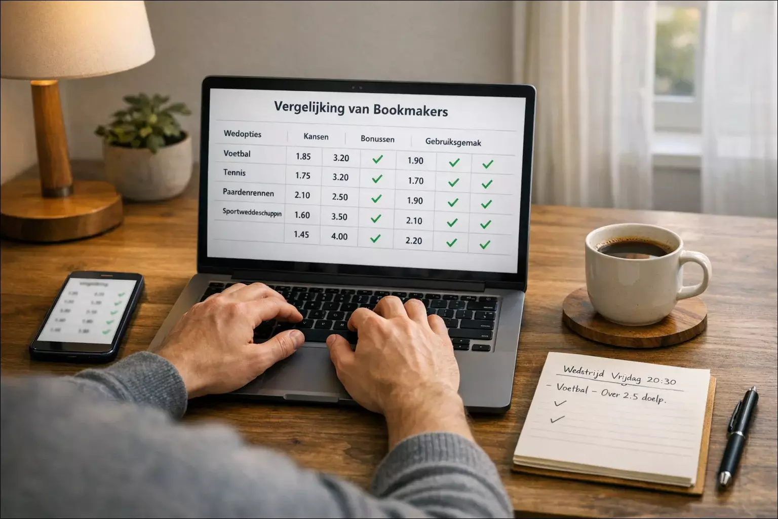 Nederlandse bookmakers vergelijking met laptop en smartphone