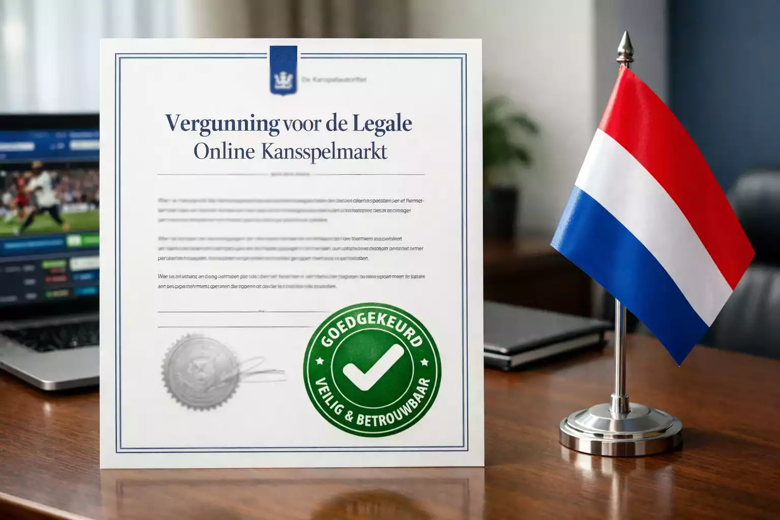 Officieel KSA keurmerk met Nederlandse vlag symboliseert veilig en legaal online wedden