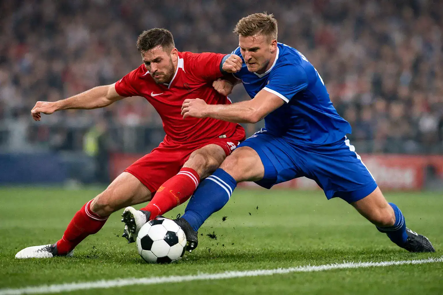 Voetballers in actie tijdens intense knock-out wedstrijd